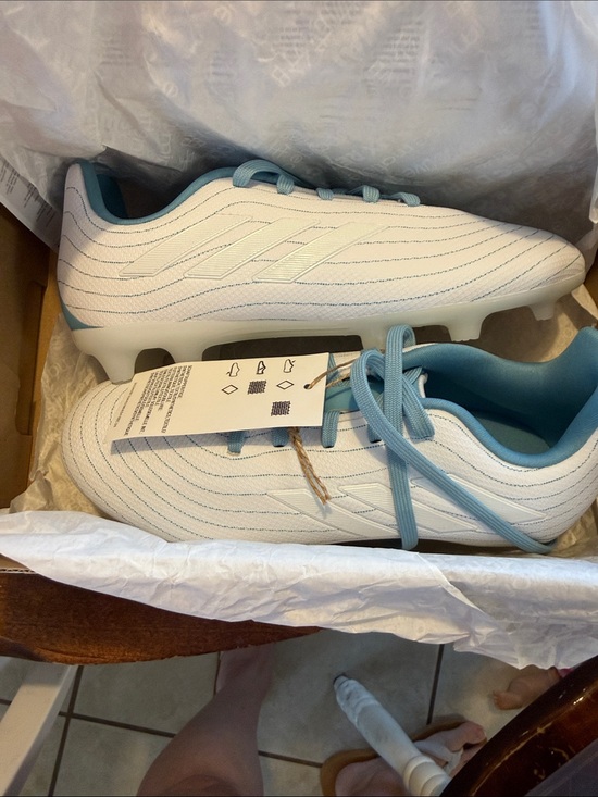 adidas Other - adidas Kids White and Light Blue Soccer Cleats copa pure